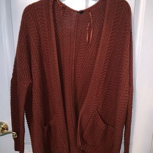 Thick Brick Red Woven Cardigan